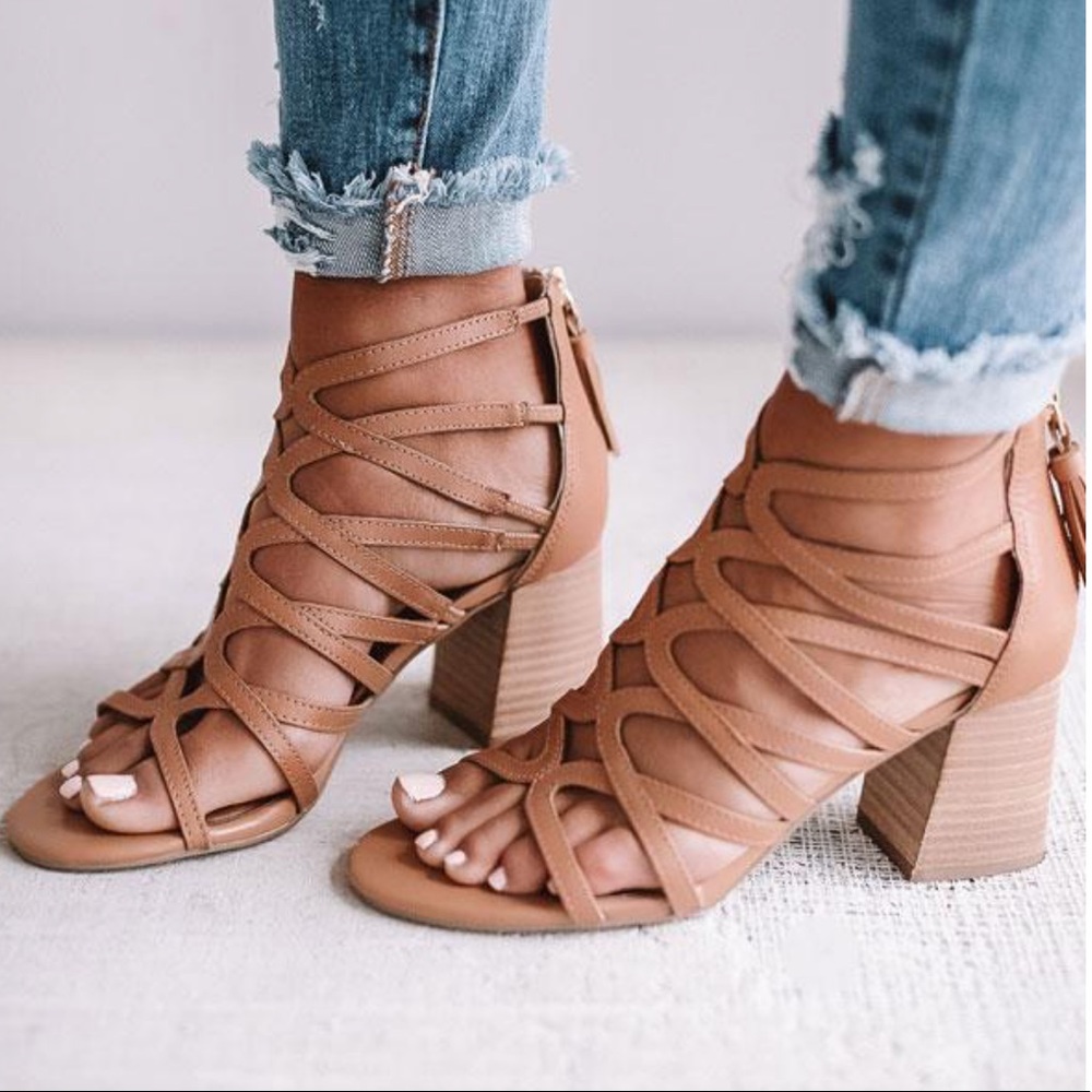 Genuine Leather Tassel Strappy Block Heel Sandal - Picture 3 of 5